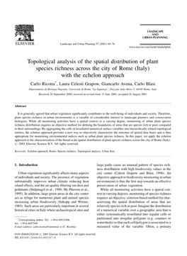 Topological Analysis of the Spatial Distribution of Plant Species Richness Across the City of Rome