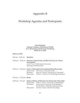 Appendix B Workshop Agendas and Participants