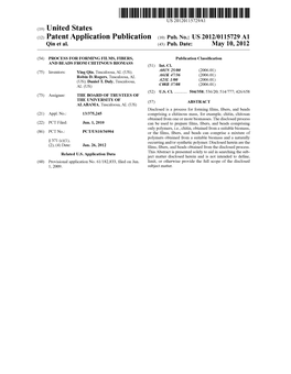 (12) Patent Application Publication (10) Pub. No.: US 2012/0115729 A1 Qin Et Al