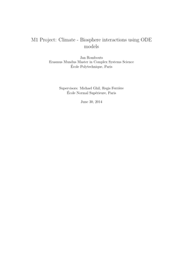 M1 Project: Climate - Biosphere Interactions Using ODE Models