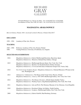 Magdalena Abakanowicz Cv