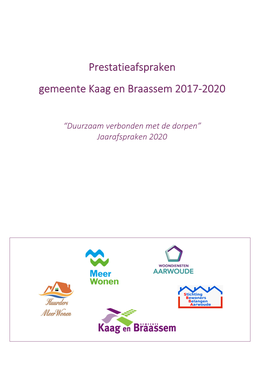 Prestatieafspraken Gemeente Kaag En Braassem 2017-2020