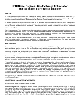 HSDI Diesel Engines - Gas Exchange Optimization and the Impact on Reducing Emission