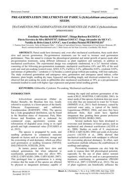 PRE-GERMINATION TREATMENTS of PARICÁ (Schizolobium Amazonicum) SEEDS