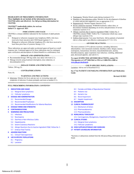 UKONIQ™ (Umbralisib) Tablets, for Oral Use • Severe Cutaneous Reactions: Withhold Treatment, Reduce Dose, Or Initial U.S