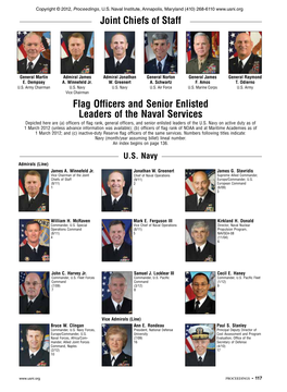 Joint Chiefs of Staff Flag Officers and Senior Enlisted