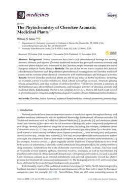 The Phytochemistry of Cherokee Aromatic Medicinal Plants