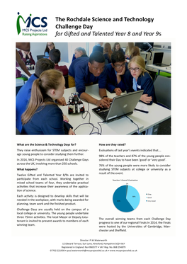 The Rochdale Science and Technology Challenge Day for Gifted and Talented Year 8 and Year 9S