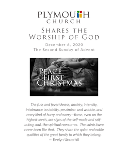 Shares the Worship of God December 6, 2020 the Second Sunday of Advent