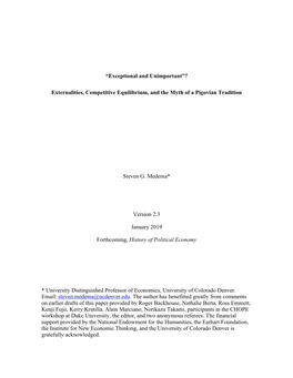 “Exceptional and Unimportant”? Externalities, Competitive Equilibrium, and the Myth of a Pigovian Tradition