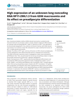 High Expression of an Unknown Long Noncoding RNA RP11-290L1.3 from GDM Macrosomia and Its Effect on Preadipocyte Differentiation