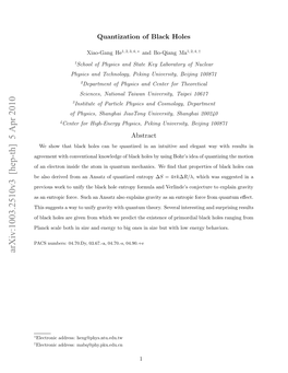 Quantization of Black Holes Is One of the Important Issues in Physics [1], and There Has Been No Satisfactory Solution Yet