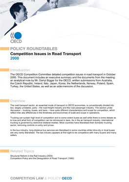 Competition Issues in Road Transport 2000