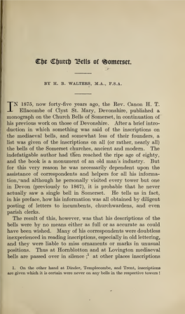 Walters, H B, the Church Bells of Somerset, Part II, Volume 66