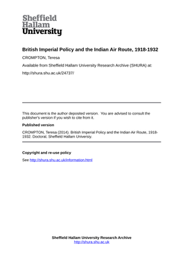 British Imperial Policy and the Indian Air Route, 1918-1932