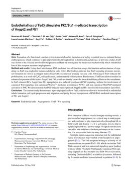 Endothelial Loss of Fzd5 Stimulates PKC/Ets1-Mediated Transcription of Angpt2 and Flt1