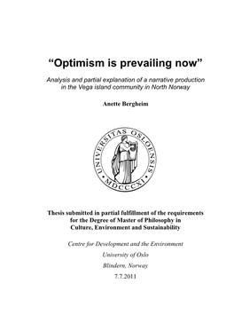 “Optimism Is Prevailing Now”