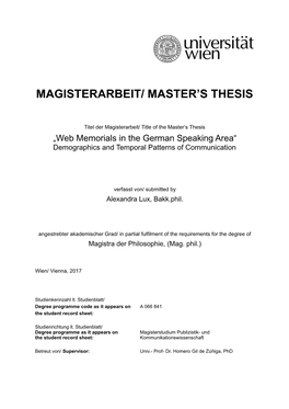 Magisterarbeit/ Master's Thesis