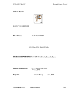 Inspectors Report (HA0/RHA0009.Pdf, PDF Format