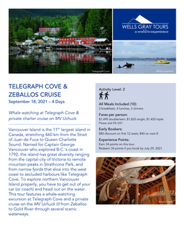 Telegraph Cove & Zeballos Cruise