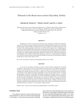 Paleosols in the Ruma Loess Section (Vojvodina, Serbia)