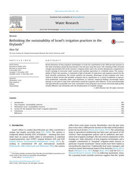 Rethinking the Sustainability of Israel's Irrigation Practices in the Drylands*