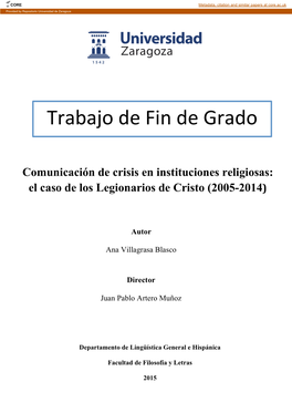 3.2 Crisis En Los Legionarios De Cristo (2005-2014)
