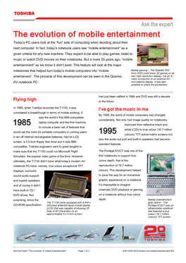 1985 1995 the Evolution of Mobile Entertainment