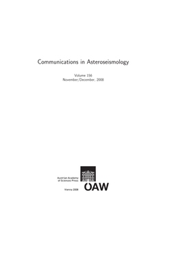 Communications in Asteroseismology