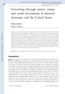 Governing Through Nature: Camps and Youth Movements in Interwar Germany and the United States