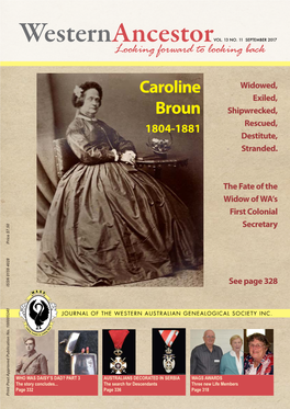 Caroline Broun the Wife of Peter Nicholas Broun, First Colonial Secretary of the Swan River Colony