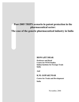 Post-2005 TRIPS Scenario in Patent Protection in the Pharmaceutical Sector