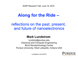 Nanoscale Transistors Fall 2006 Mark Lundstrom Electrical