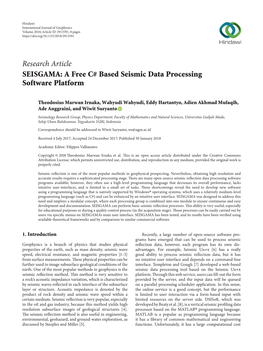 SEISGAMA: a Free C# Based Seismic Data Processing Software Platform