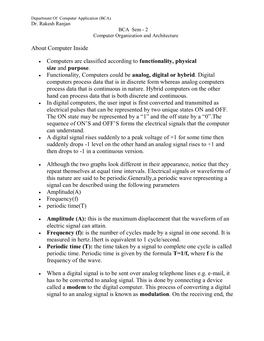 BCA SEM II CAO Data Representation and Number System by Dr. Rakesh Ranjan .Pdf.Pdf