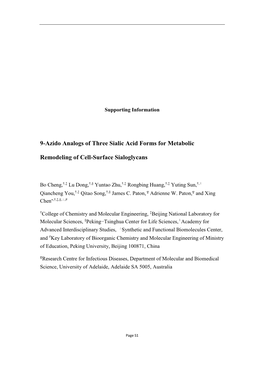 9-Azido Analogs of Three Sialic Acid Forms for Metabolic Remodeling Of
