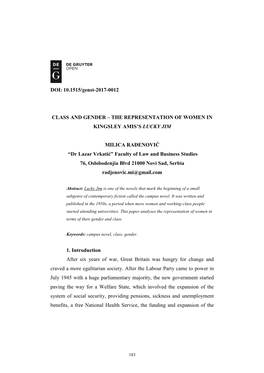 DOI: 10.1515/Genst-2017-0012 CLASS and GENDER