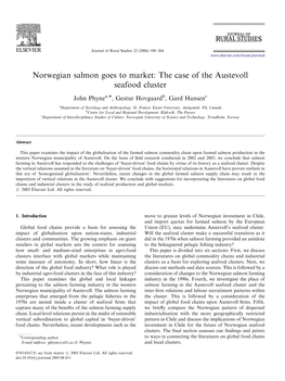 Norwegian Salmon Goes to Market: the Case of the Austevoll Seafood Cluster