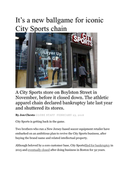 It's a New Ballgame for Iconic City Sports Chain