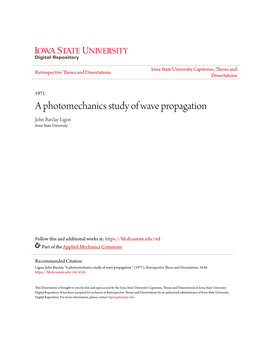 A Photomechanics Study of Wave Propagation John Barclay Ligon Iowa State University