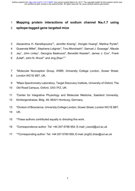 Mapping Protein Interactions of Sodium Channel Nav1.7 Using 2 Epitope-Tagged Gene Targeted Mice