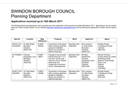 SWINDON BOROUGH COUNCIL Planning Department