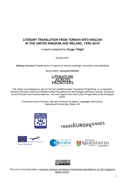 Literary Translation from Turkish Into English in the United Kingdom and Ireland, 1990-2010