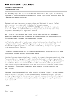 NOW WAP's WHAT I CALL MUSIC! Submitted By: Immediate Future Friday, 20 January 2006