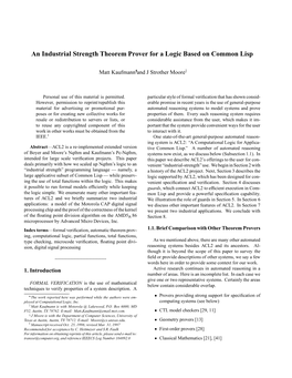 An Industrial Strength Theorem Prover for a Logic Based on Common Lisp