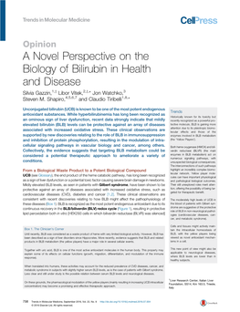 A Novel Perspective on the Biology of Bilirubin in Health and Disease