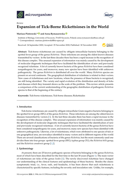 Expansion of Tick-Borne Rickettsioses in the World