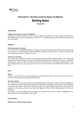 Briefing Notes 15 June 2015