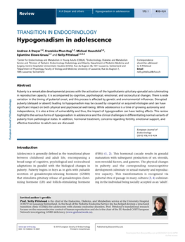 Hypogonadism in Adolescence 173:1 R15–R24 Review