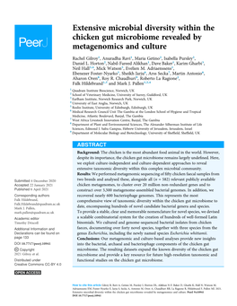 Extensive Microbial Diversity Within the Chicken Gut Microbiome Revealed by Metagenomics and Culture